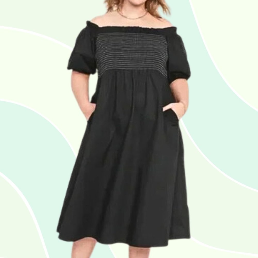 Old Navy Fit & Flare Puff Sleeve Dress with Pockets 3X